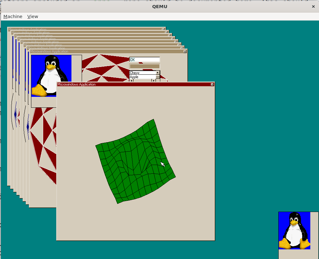 The Microwindows mwdemo running on the NuttX simulator.